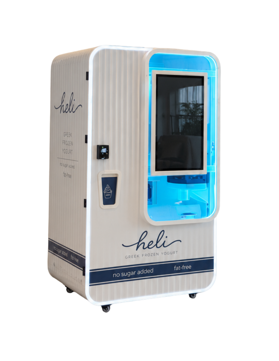 Heli frozen yogurt machine with approximate width and height dimensions